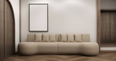 Mini kanepe koltuğu ve dekorasyon modern oda Japon iç mimarisi minimalist 3D tasarımı