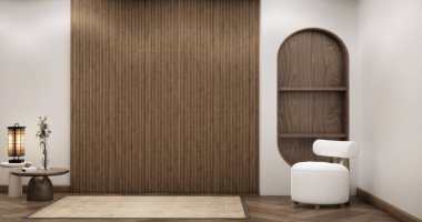 Mini kanepe koltuğu ve dekorasyon modern oda Japon iç mimarisi minimalist 3D tasarımı