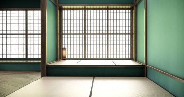 Naneyi Boş Biçimlendirme Salonu, ahşap detaylar arka plan 3B resimleme ile en az biçim