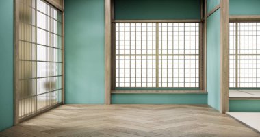 Naneyi Boş Biçimlendirme Salonu, ahşap detaylar arka plan 3B resimleme ile en az biçim