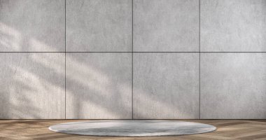 Döşeme döşemelerindeki boş oda ahşap kaplama duvarını düzenle. 3B illüstrasyon oluşturma