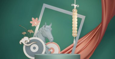 Uygun 3D dekorasyon ürünleri için pembe ve açık mavi konsept podyum