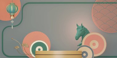 Sahne podyumu Çin tarzı ve dekorasyonunu Çin tonu arkaplan tasarımı 3D ile taklit et