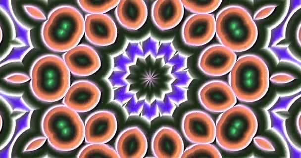 Többszínű Forgó Kaleidoszkópok Mintázata Fekete Alapon Absztrakt Mozgókép Fraktális Animáció — Stock videók
