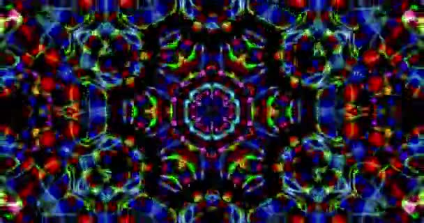 Patterns Multicolored Rotating Kaleidoscopes Black Background Abstract Motion Graphics Fractal — Stock Video