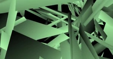 Farklı şekil ve boyutlardaki geometrik şekiller kaotik bir şekilde 3 boyutlu uzayda hareket eder
