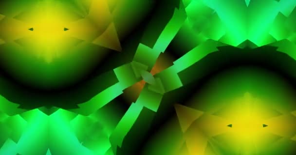 Kaléidoscope Rotatif Quatre Segments Vert Jaune Avec Des Rayures Sombres — Video