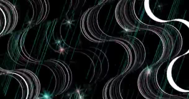 Bitmek Bilmeyen Yeşil Çizgiler Parlak Yıldızlı Beyaz Dalgalar — Stok video