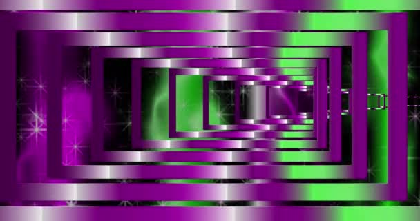 Fractal Infinito Retângulos Verde Magenta Está Crescendo Constantemente Fundo Colorido — Vídeo de Stock