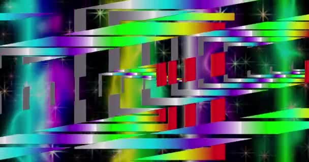 Frattale Dei Colori Dell Arcobaleno Sfondo Arcobaleno Con Stelle Scintillanti — Video Stock