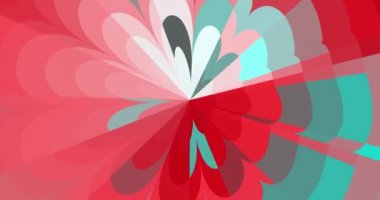 Kırmızıların, grilerin, beyazların, mavilerin ve siyahların fraktalları çerçevenin merkezinde bir nokta etrafında döner.