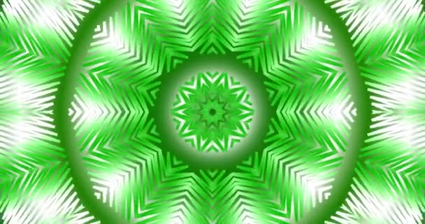 Caleidoscopio Incandescente Ornamenti Sotto Forma Fiocchi Neve Bianco Verde Grafica — Video Stock