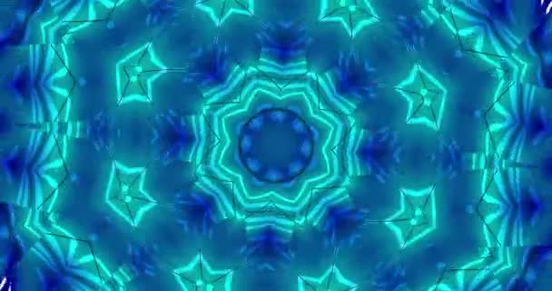 Caleidoscópio Ornamentos Tons Azuis Gráficos Abstratos Ciclo Infinito — Vídeo de Stock