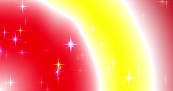 Светящиеся Сверкающие Звезды Снежинки Цветном Фоне Красного Белого Желтого Оттенков — стоковое видео