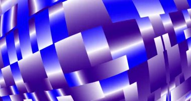 Yüzleri dönen bir küre. Sigih, mor ve beyaz gölgelerin dikdörtgenlerini yansıtıyor. Dikdörtgenler hareket ediyor..