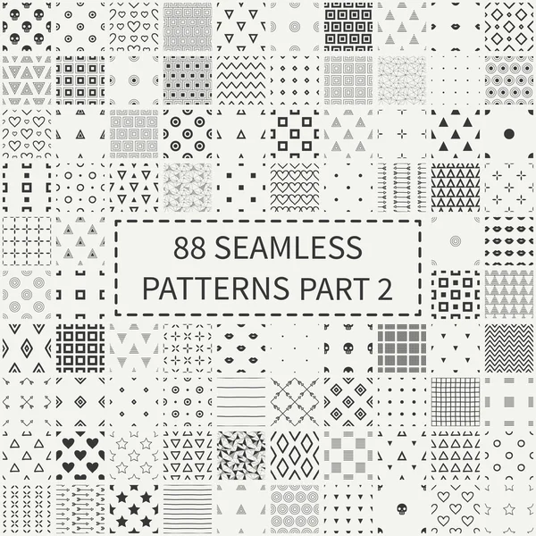 Mega set 88 monokrom geometrik evrensel farklı dikişsiz dekoratif desenler. Ambalaj kağıdı. Not defteri kağıdı. Döşeme. Vektör arka planlar koleksiyonu. Sonsuz grafik doku süsleri.