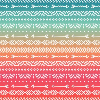 Elle çizilmiş geometrik etnik kabile seamless modeli. Kağıt ambalaj. Karalama defteri. Doodles'ın tarzı. Kabile yerli vektör çizim. Aztek arka plan. Şık mürekkep tasarım için grafik doku. Boho çizgili