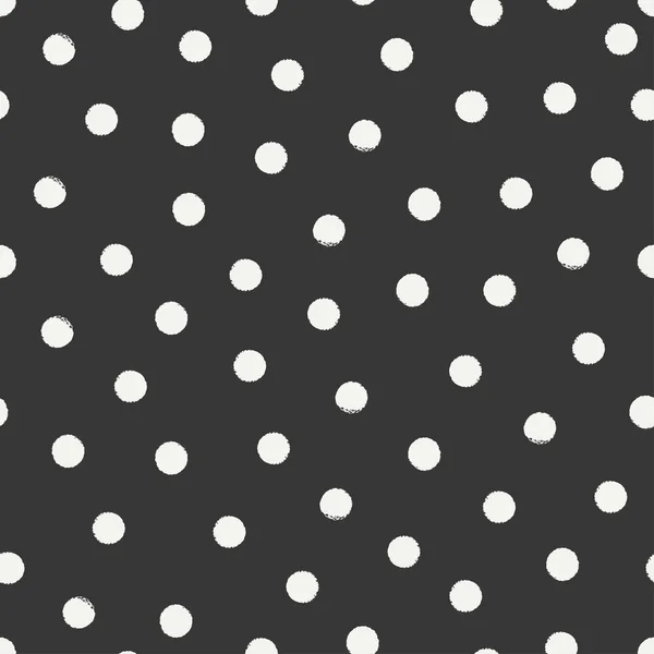 Ręcznie rysowane geometryczne atrament bezszwowe polka dot wzór. Papier do pakowania. Streszczenie tło. Okrągły pociągnięcia pędzlem. Tekstura dorywczo polka dot. Stylowe doodle. Suchym pędzlem. Ostre krawędzie atramentu ilustracja. — Wektor stockowy