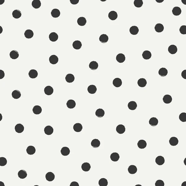 Hand getekende geometrische naadloze inkt polka dot patroon. Inpakpapier. Abstract vector achtergrond. Ronde penseelstreken te wijzigen. Casual polka dot textuur. Stijlvolle doodle. Droog penseel. Ruwe randen ink illustratie. — Stockvector