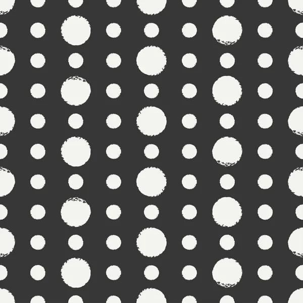 Hand drawn geometric seamless ink polka dot pattern. Wrapping paper. Abstract vector background. Round brush strokes. Casual polka dot texture. Stylish doodle. Dry brush. Rough edges ink illustration. — Stock Vector
