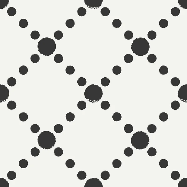 Hand getekende geometrische naadloze inkt polka dot patroon. Inpakpapier. Abstract vector achtergrond. Ronde penseelstreken te wijzigen. Casual polka dot textuur. Stijlvolle doodle. Droog penseel. Ruwe randen ink illustratie. — Stockvector