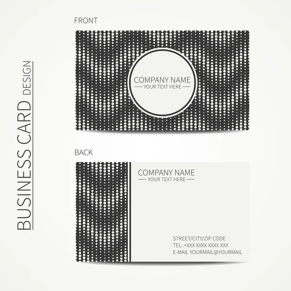 Diseño de tarjeta de visita simple vectorial. Plantilla. Blanco y negro. Tarjeta de visita para negocios corporativos y uso personal. Tarjeta de visita. Patrón geométrico monocromo. Manchas desechadas al azar. Lunares. . — Vector de stock