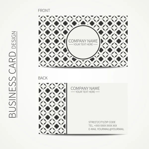 Vector eenvoudige visitekaartje ontwerp. Sjabloon. Zwart-wit. Business card voor zakelijke en persoonlijk gebruik. Trendy telefoonkaart. Geometrische monochroom lattice Arabische lijnpatroon. Oriental Vectorbeelden