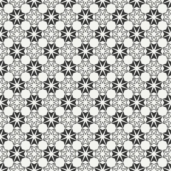 Ligne géométrique motif arabe sans couture en treillis monochrome. Style oriental islamique. Du papier d'emballage. Du papier journal. Du carrelage. Illustration vectorielle blanche. D'origine marocaine. Swatches. Texture graphique . — Image vectorielle