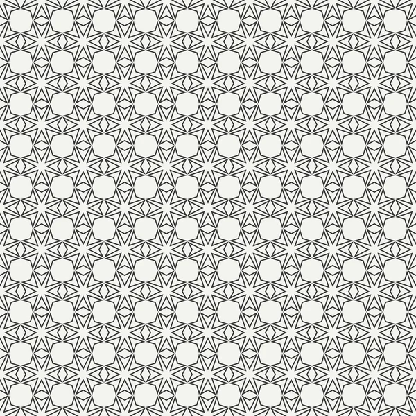 Geometric line monochrome lattice seamless arabic pattern. Islamic oriental style. Wrapping paper. Scrapbook paper. Tiling. White vector illustration. Moroccan background. Swatches. Graphic texture. — Stock Vector