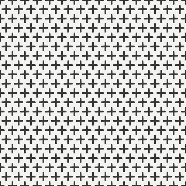 Hand drawn geometric seamless ink pattern with brush strokes. Wrapping paper. Abstract vector background. Round brush strokes. Texture with crosses or pluses. Dry brush. Rough edges ink illustration. — Stock Vector