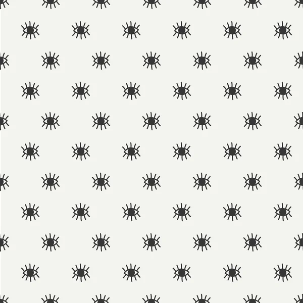 Hand drawn seamless pattern with open and close eyes. Wrapping paper. Abstract vector background. Casual texture. Illustration. Bohemian style. Tribal print. Ethnic doodle art elements. Eye pattern. — Stock Vector