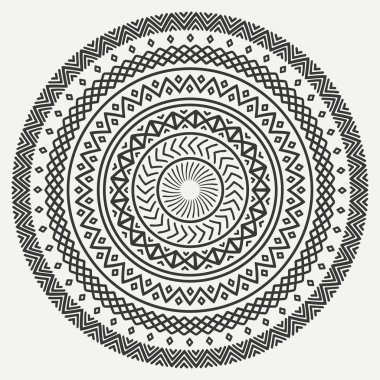 Etnik mandala. Kabile el çizilmiş çizgiyi geometrik seamless modeli. Sınır. Karalamalar. Yerel vektör çizim. Arka plan. Afrika, Meksika, Hint, şark süsleme. Kına dövme tarzı. Daire Sanat