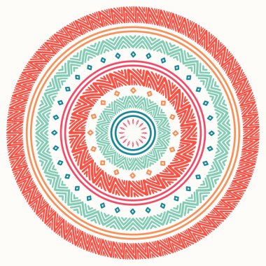 Etnik mandala. Kabile el çizilmiş çizgiyi geometrik seamless modeli. Sınır. Karalamalar. Yerel vektör çizim. Arka plan. Afrika, Meksika, Hint, şark süsleme. Kına dövme tarzı. Daire Sanat