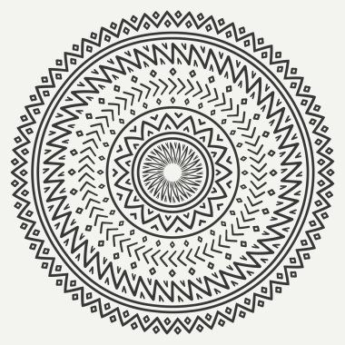 Etnik mandala. Kabile el çizilmiş çizgiyi geometrik seamless modeli. Sınır. Karalamalar. Yerel vektör çizim. Arka plan. Afrika, Meksika, Hint, şark süsleme. Kına dövme tarzı. Daire Sanat