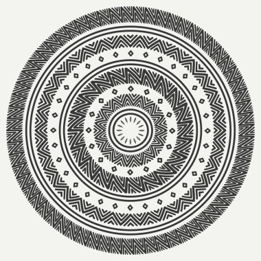 Etnik mandala. Kabile el çizilmiş çizgiyi geometrik seamless modeli. Sınır. Karalamalar. Yerel vektör çizim. Arka plan. Afrika, Meksika, Hint, şark süsleme. Kına dövme tarzı. Daire Sanat