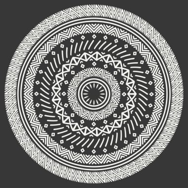 Etnik mandala. Kabile el çizilmiş çizgiyi geometrik seamless modeli. Sınır. Karalamalar. Yerel vektör çizim. Arka plan. Afrika, Meksika, Hint, şark süsleme. Kına dövme tarzı. Daire Sanat