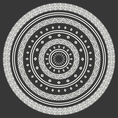 Etnik mandala. Kabile el çizilmiş çizgiyi geometrik seamless modeli. Sınır. Karalamalar. Yerel vektör çizim. Arka plan. Afrika, Meksika, Hint, şark süsleme. Kına dövme tarzı. Daire Sanat