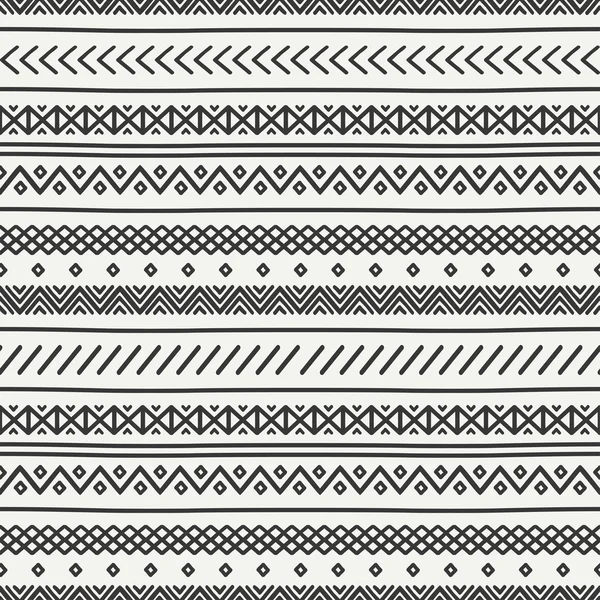部族の手線幾何学的なメキシコ民族シームレス パターン。境界線。包装紙。スクラップ ブック。いたずら書き。ビンテージのタイル。手作りのネイティブのベクトル図です。アステカの背景。インク グラフィック テクスチャ — ストックベクタ