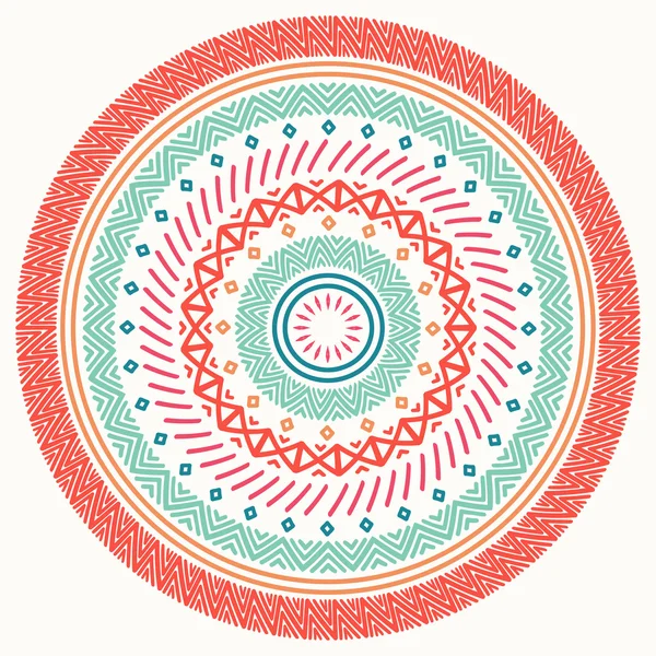 Mandala étnica. Tribal mão desenhada linha geométrica sem costura padrão. Fronteira. Doodles. Ilustração vetorial nativa. Contexto. Ornamento africano, mexicano, indiano, oriental. Estilo de tatuagem Henna. Arte do círculo — Vetor de Stock