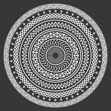 Etnik mandala. Kabile el çizilmiş çizgiyi geometrik seamless modeli. Sınır. Karalamalar. Yerel vektör çizim. Arka plan. Afrika, Meksika, Hint, şark süsleme. Kına dövme tarzı. Daire Sanat