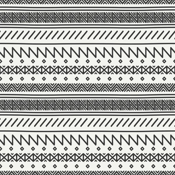 Tribal handen ritade linjen geometriska mexikanska etniska sömlösa mönster. Gränsen. Omslagspapper. Klippbok. Doodles. Vintage plattsättning. Handgjorda infödda vektorillustration. Aztec bakgrund. Bläck grafisk textur — Stock vektor