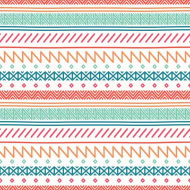 Kabile çizilmiş çizgiyi geometrik Meksika etnik seamless modeli ver. Sınır. Kağıt ambalaj. Karalama defteri. Karalamalar. Vintage döşeme. El yapımı yerli vektör çizim. Aztek arka plan. Mürekkep grafik doku