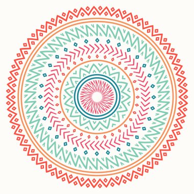 Etnik mandala. Kabile el çizilmiş çizgiyi geometrik seamless modeli. Sınır. Karalamalar. Yerel vektör çizim. Arka plan. Afrika, Meksika, Hint, şark süsleme. Kına dövme tarzı. Daire Sanat