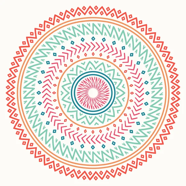 Mandala étnico. Tribal dibujado a mano línea geométrica patrón sin costura. Frontera. Doodles. Ilustración vectorial nativa. Antecedentes Adorno africano, mexicano, indio, oriental. Estilo tatuaje de henna. Arte circular — Vector de stock