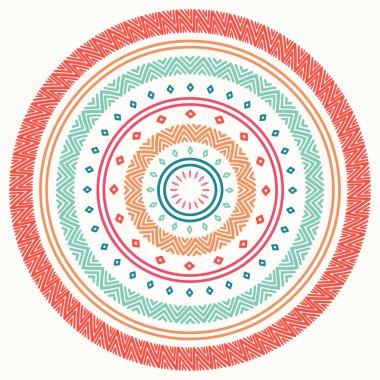 Etnik mandala. Kabile el çizilmiş çizgiyi geometrik seamless modeli. Sınır. Karalamalar. Yerel vektör çizim. Arka plan. Afrika, Meksika, Hint, şark süsleme. Kına dövme tarzı. Daire Sanat