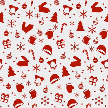 Mutlu Noeller ve mutlu yeni yıl 2017. Noel sezon el seamless modeli çekilmiş. Vektör çizim. Doodle tarzı. Süslemeleri. Kış tatil arka tasarımı için. Geyik, kar taneleri, Noel Baba