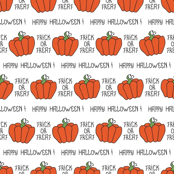 Feliz Halloween. Patrón sin costuras con calabazas. Truco o trato. Ilustración vectorial. Contexto . — Archivo Imágenes Vectoriales