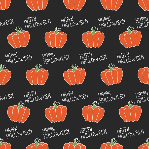 Joyeux Halloween. Modèle sans couture avec des citrouilles. Trucs ou friandises. Illustration vectorielle. Contexte . — Image vectorielle