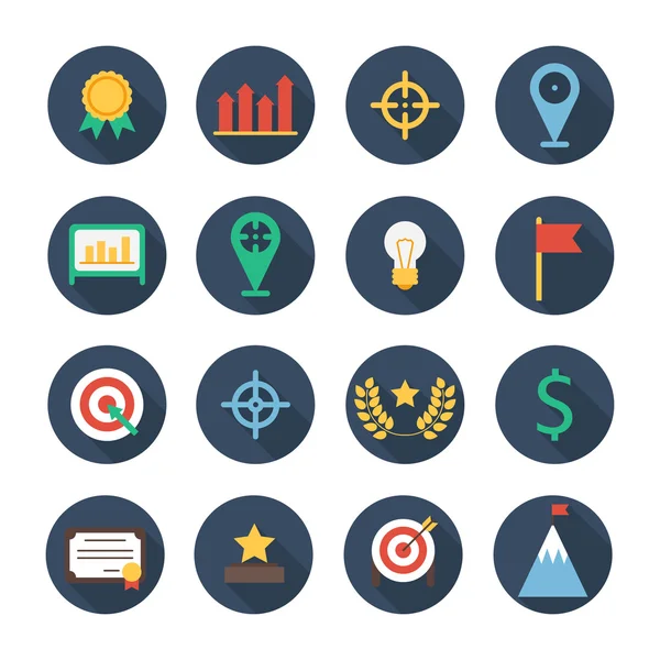 Business and finance infographic design elements. Set of vector target icons. Illustration in flat style. — Stock Vector