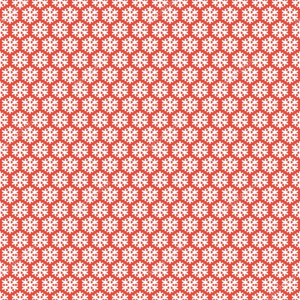 Red seamless snowflakes pattern. Vector snow background. Christmas illustration. Can be used for wallpaper, pattern fills, textile, web page background, surface textures.